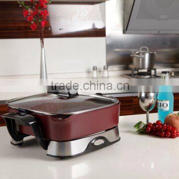 Multi Cooker With Adjustable Thermostat 12*12 Inches Square Non-stick Coating Electric Skillet Fry Pan photo-2