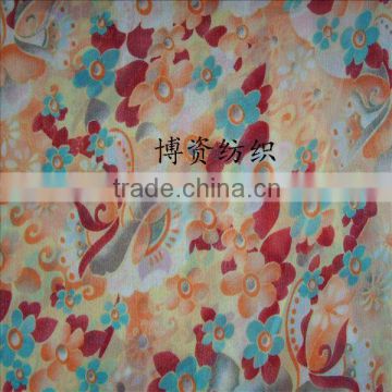 Peach skin printed beach pants fabric, pattern color can be customized to sample