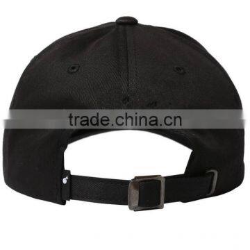2016 New Design 100% Cotton Black Colour Metal Buckle Curved Brim 2d Embroidery Custom Men Baseball Promotional Hat photo-2