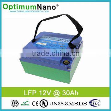 Wholesale 100% original LiFePo4 rechargeable battery 12V/30Ah