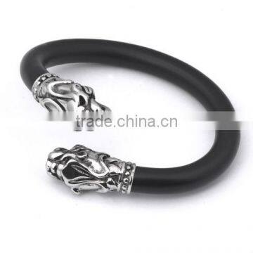 Yiwu Wholesale Leather Bracelets Stainless Steel Skull(RB10219)