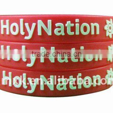 embossed message silicone wristband&bracelet