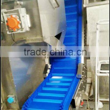 Food grade pvc belt with baffle and side guide feeding conveyor