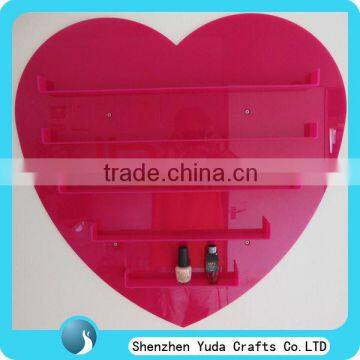 new hot style heartshape wall mounted customizing acrylic cosmetic display cheap high quality