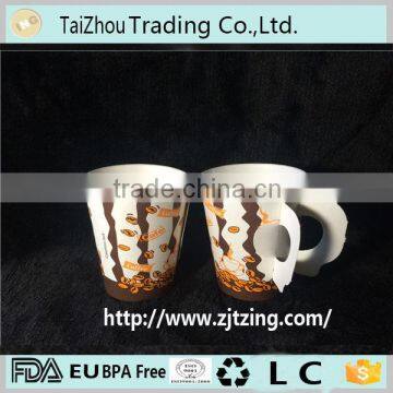 custom prinded 7oz drinking hot caffee paper cup with handle