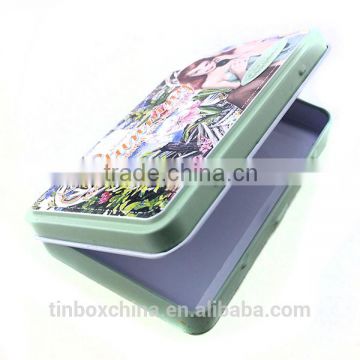 promotional hinged metal rectangle lip balm tin