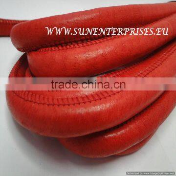 Round Leather Cords - Red 12 mm