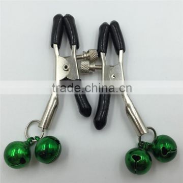 CTRJ-009 Flirting Silver Chain Clamps Shaking Multicoloured Bell Stimulate Papilla Clip Non-piercing Nipple Clip