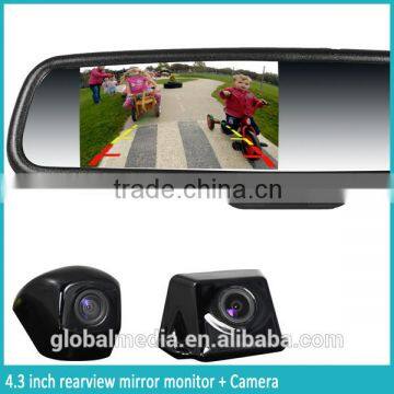 High brightness 4.3inch Car Rearview Mirror Monitor with compass/temperature/auto-dimming