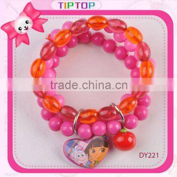 2015 new style wholesale fashion plastic bead bracelet with charm