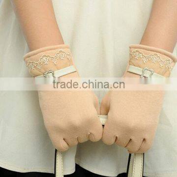 2016 5 Colors New Women Ladies Winter Warm Vintage Touch Screen Lace Gloves for Women