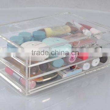 acrylic storage box with 3 drawers / clear acrylic cosmetic organizer