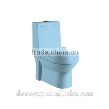 Ceramic one piece blue colored toilet