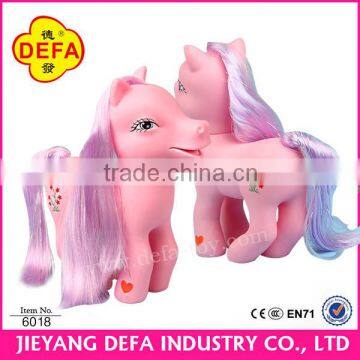 Mini plastic horse doll toy with hair