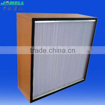 Glassfiber media deep pleate HEPA Air Filters with wooden frame