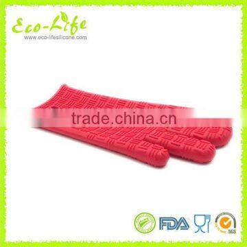 Longer 34cm Ticker 230G 3 Fingers Kitchen Silicone Oven Mitt, BBQ Gloves photo-4