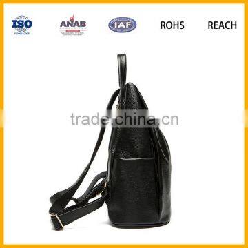 New Fashion Design Black Leather Backpack/Girls Leather Backpack Bags