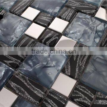 SMJ04 Cheap Chinese Square Metallic Decoration Wall Tile For Elevator Hotel Living Room Glass Mosaic Tiles