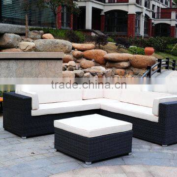 4 Pieces Outdoor Furniture Complete Patio Wicker Rattan Garden Corner Sofa Couch Set, Full, Black