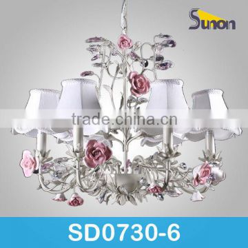 Hot sell decorative modern metal pendant with cloth shade