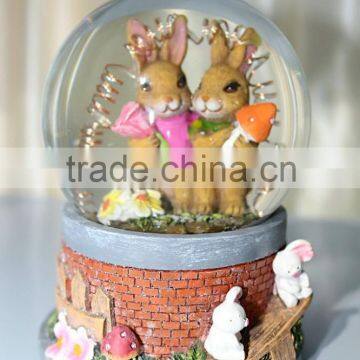 Resin Cute Garden-Style Lighted Musical Snow Globe