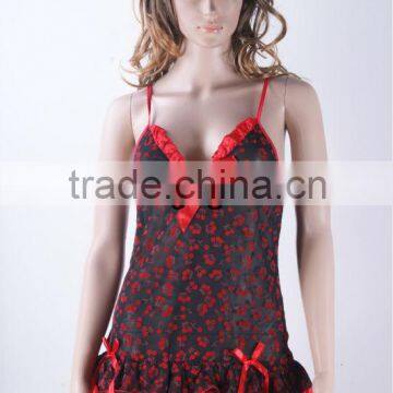 red cherry ruffled trimmed party dress babydoll
