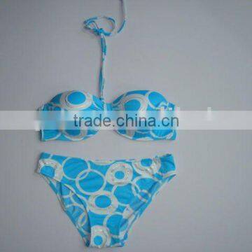 Women's Padded and Under-wire Halter Blue Bikini photo-1