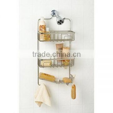 Wall mounted metal bathroom supply rack