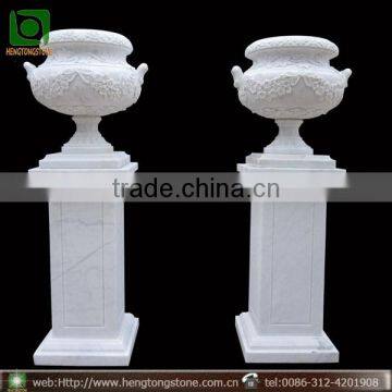 Western Style White Marble Decorative Round Flowerpot