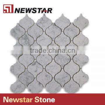 Newstar Cheap White Carrara Marble Lantern Mosaic Tile Backsplash Wall
