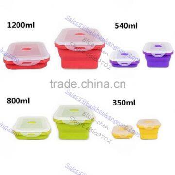 Silicone Outdoor Lunch Box Silicone Collapsible Outdoor lunch box Silicone NON Leaking Lunch Box