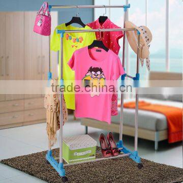 Rolling Clothes Rack Hanging Garment Bar Portable Adjustable Heavy Duty Hanger