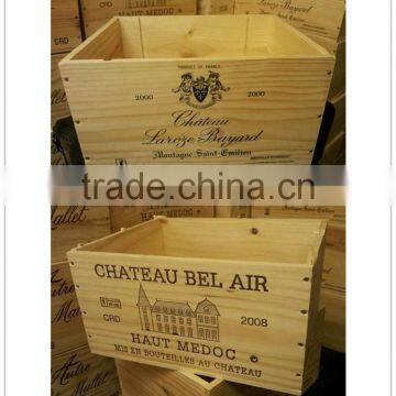 FRENCH CHIC RETRO GENUINE VINTAGE USED WOODEN WINE CRATES BOX photo-2