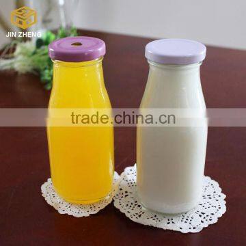 11 Ounce Glass Milk Bottles with Retro Straws and Metal Twist Lids