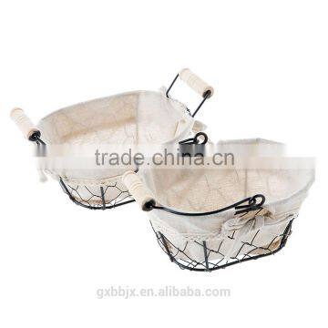Vintage Metal Chicken Wire Storage Basket With Removable Fabric Liner photo-5