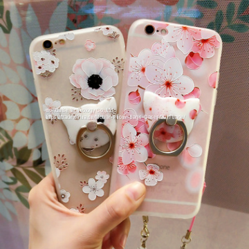 Pretty cell phone case cover soft tpu Silicone mobile Phone Cases for iPhone7/7Plus/6/6s/6plus/6splus with Ring Holder