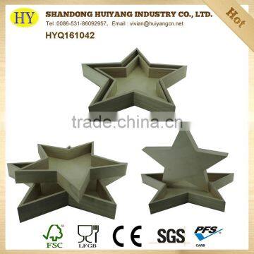 unfinished wholesale serving wooden tray with star shape