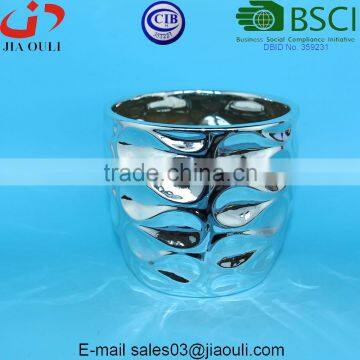 Metal Electroplating Silver Ceramic planter pot