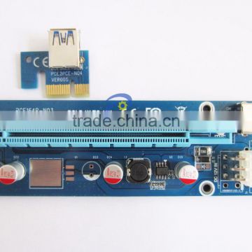 6pin PCI-e Express 1X to 16X Riser Card With Molex 4pin PCI-e riser cable PCI-e riser card