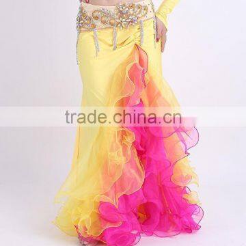 SIde slit women long pleated skirt for dance Q5023