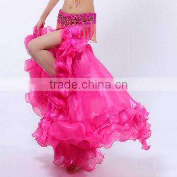 Hot pink pleated long skirt for belly dance Q5021