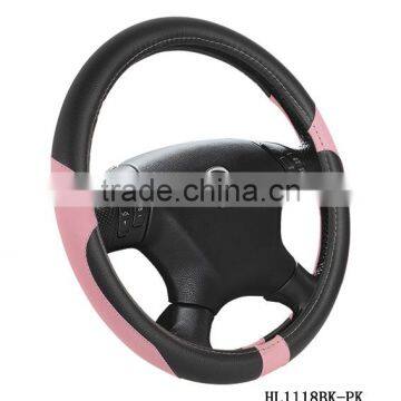 new design hot heated car steering wheel cover with pink and black