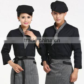 high quality 2015 hot sell short sleeve Western Restaurant stylish receptionist hotel uniform for front desk staff
