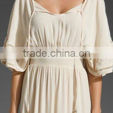 12DR031 Casual Spring and Autumn new design Maxi ivory ladies dresses