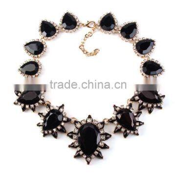 Fashion People Big Water Drop Resin Gems Chunky Coral Necklace photo-4