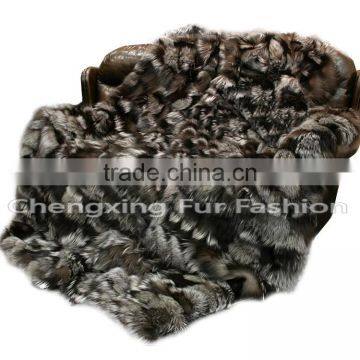 CX-D-116 Wholesale Luxury Real Silver Fox Fur Throw And Fur Blanket photo-4