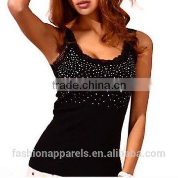 Women Sexy Tank Top Hot Fix Rhinestone