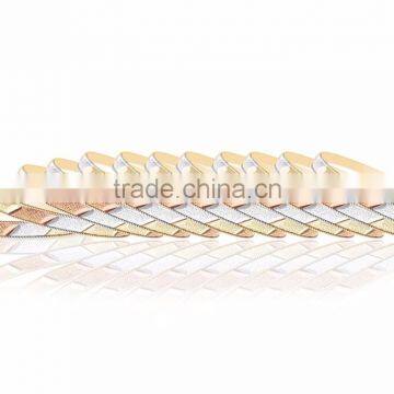 Half Round 6 MM Three Tone Plated Bangles