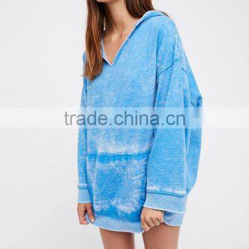 Custom Made Pullover V-neckline Sporty Front Pocket Oversized Hoodies for Women
