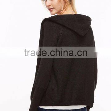 OEM Best Selling Black Raglan Sleeve Hooded Sweater Coat Cotton Spandex Comfortable Casual Cardigan Sweater photo-5